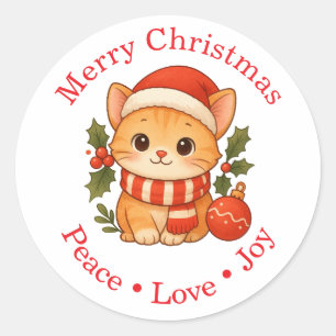 Cute Kerstkat Sticker