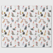 Cute kerstkatten Pattern Wrapping Paper Cadeaupapier (Vlak)