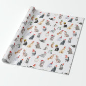 Cute kerstkatten Pattern Wrapping Paper Cadeaupapier (Uitgerold)