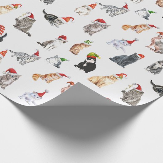 Cute kerstkatten Pattern Wrapping Paper Cadeaupapier (Hoek)