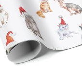 Cute kerstkatten Pattern Wrapping Paper Cadeaupapier (Rol Hoek)