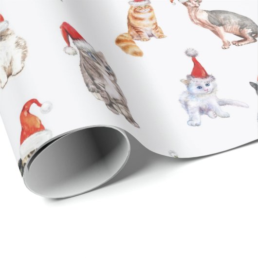 Cute kerstkatten Pattern Wrapping Paper Cadeaupapier (Rol Hoek)