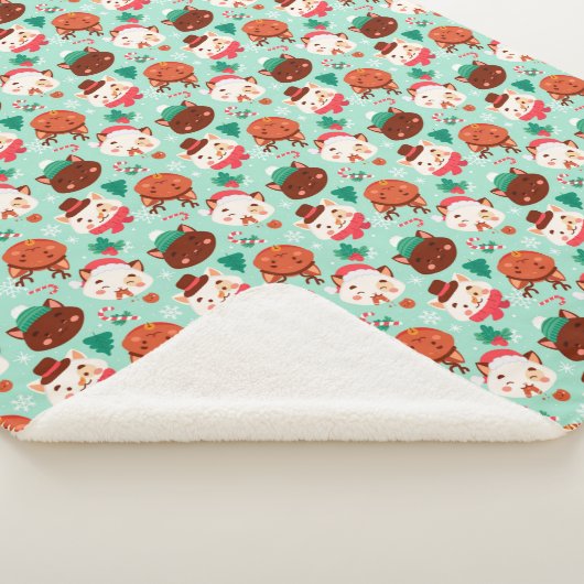 Cute kerstkatten Sherpa Blanket Sherpa Deken (3/4)