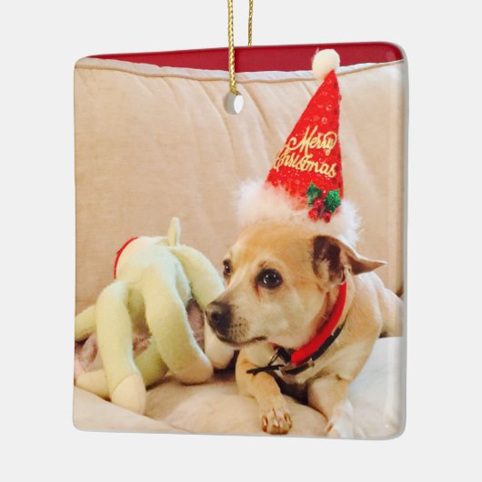 Cute Kerstkeramisch Ornament met rode keramische k (Links)