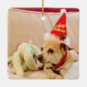 Cute Kerstkeramisch Ornament met rode keramische k (Achterkant)