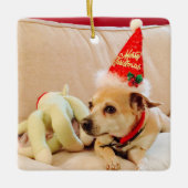 Cute Kerstkeramisch Ornament met rode keramische k (Voorkant)