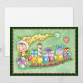 Cute Kerstkerst-driepijlertrein met Cadeaus Feestdagenkaart (Voorkant / Achterkant)