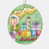 Cute Kerstkerst-driepijlertrein met Cadeaus Keramisch Ornament (Links)