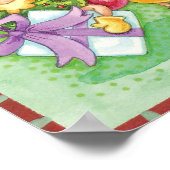 Cute Kerstkerst-driepijlertrein met Cadeaus Poster (Hoek)