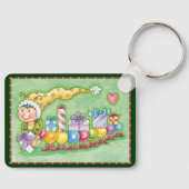 Cute Kerstkerst-driepijlertrein met Cadeaus Sleutelhanger (Voorkant)
