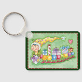 Cute Kerstkerst-driepijlertrein met Cadeaus Sleutelhanger (Achterkant)