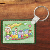 Cute Kerstkerst-driepijlertrein met Cadeaus Sleutelhanger (Voorkant)