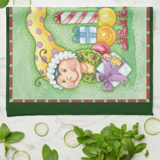 Cute Kerstkerst-driepijlertrein met Cadeaus Theedoek (Gevouwen)