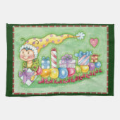 Cute Kerstkerst-driepijlertrein met Cadeaus Theedoek (Horizontaal)