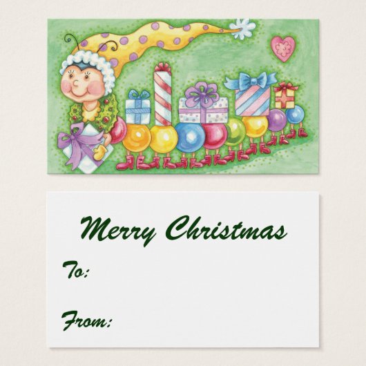 Cute Kerstkerst-driepijlertrein met Cadeaus Visitekaartjes (Voorkant /achterkant)