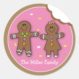 Cute Kerstkerst Gingerbrood Cookie Bite Ronde Sticker