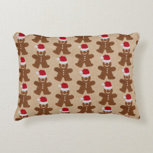 Cute Kerstkerst Gingerbrood Man Cookies Kraft Accent Kussen