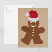 Cute Kerstkerst Gingerbrood Man Cookies Kraft Feestdagenkaart (Voorkant / Achterkant)