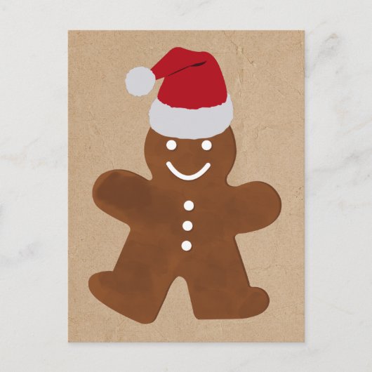 Cute Kerstkerst Gingerbrood Man Cookies Kraft Feestdagenkaart (Voorkant)
