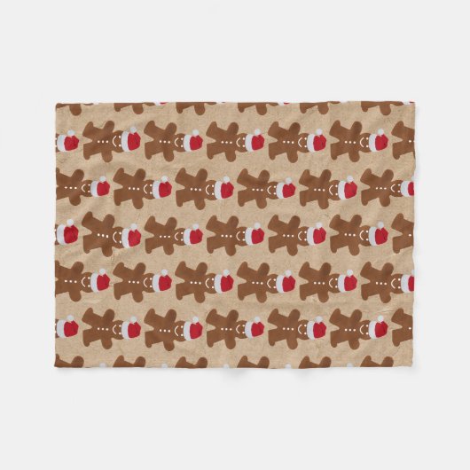 Cute Kerstkerst Gingerbrood Man Cookies Kraft Fleece Deken (Voorkant (Horizontaal))