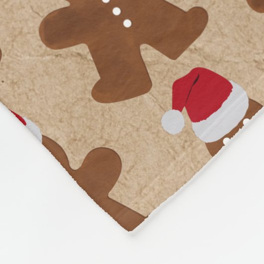 Cute Kerstkerst Gingerbrood Man Cookies Kraft Fleece Deken (Hoek)