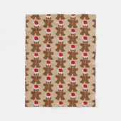 Cute Kerstkerst Gingerbrood Man Cookies Kraft Fleece Deken (Voorkant)