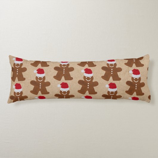 Cute Kerstkerst Gingerbrood Man Cookies Kraft Lichaamskussen (Voorkant)