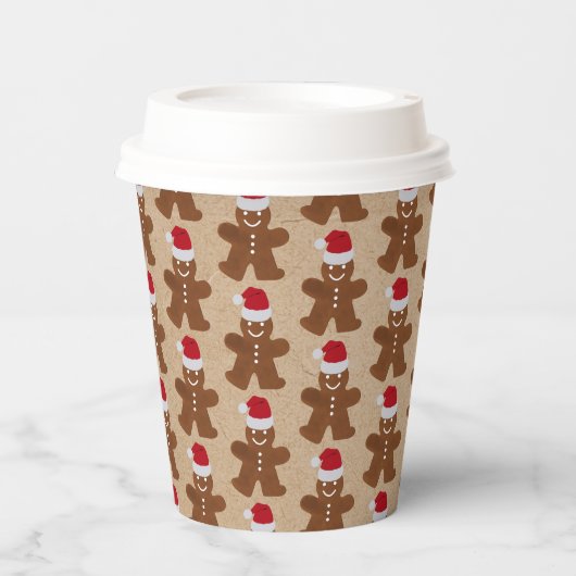 Cute Kerstkerst Gingerbrood Man Cookies Kraft Papieren Bekers (Voorkant)