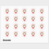 Cute Kerstkerst Goodies Wreatname Name Ronde Sticker (Vel)