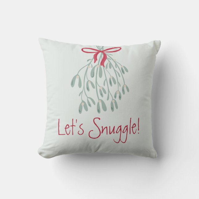 Cute Kerstkerst Greenery Mistletoe Let's Snuggle Kussen (Voorkant)