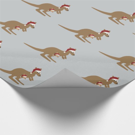Cute Kerstkerst Kangaroos Cadeaupapier (Hoek)