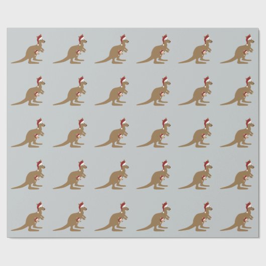 Cute Kerstkerst Kangaroos Cadeaupapier (Vlak)