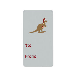 Cute Kerstkerst Kangaroos Etiket