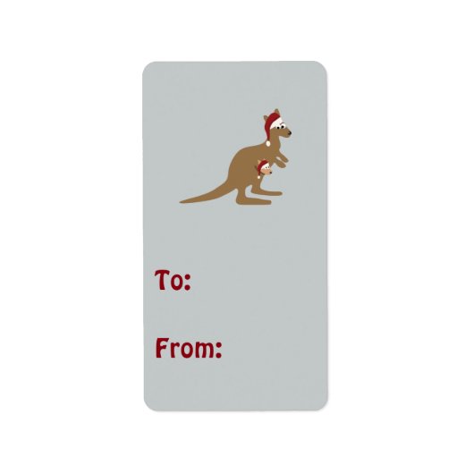 Cute Kerstkerst Kangaroos Etiket (Voorkant)