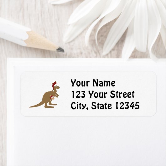 Cute Kerstkerst Kangaroos Etiket (Insitu)