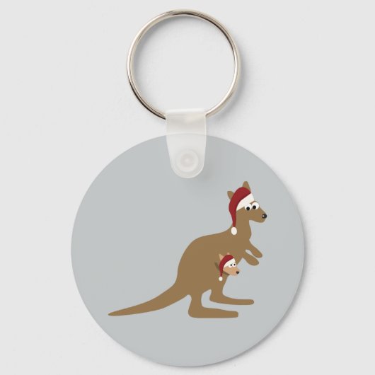 Cute Kerstkerst Kangaroos Sleutelhanger (Voorkant)