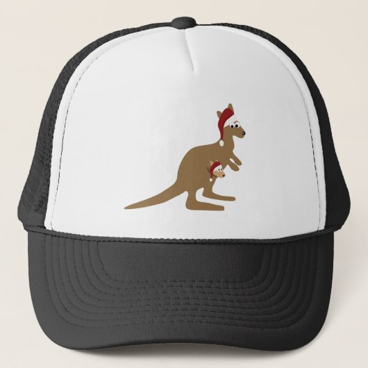 Cute Kerstkerst Kangaroos Trucker Pet (Voorkant)
