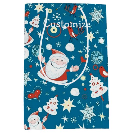 Cute Kerstkerstkerstkerstschilderpatroon Medium Cadeauzakje (Voorkant)