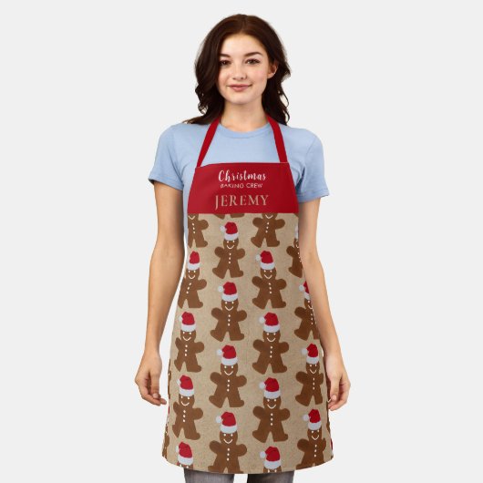 Cute Kerstkerstontbijtman Koekjes Baking Crew Schort (Gedragen)