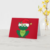 Cute Kerstkikker Kaart (Gele Bloem)