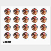 Cute Kerstkip en Kippenhok Ronde Sticker (Vel)