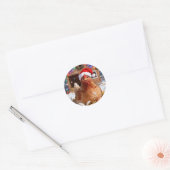 Cute Kerstkip en Kippenhok Ronde Sticker (Envelop)