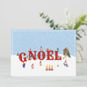 Cute Kerstknomes G-Noel Family 1-Foto Feestdagenkaart (Staand voorkant)