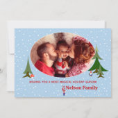 Cute Kerstknomes G-Noel Family 1-Foto Feestdagenkaart (Achterkant)