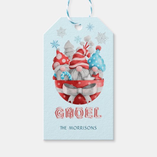 Cute Kerstknomes Gnoel Cadeaulabel (Voorkant)