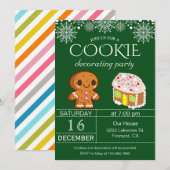 Cute Kerstkoekje Decorting Party Invitation Kaart (Voorkant / Achterkant)