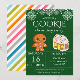Cute Kerstkoekje Decorting Party Invitation Kaart