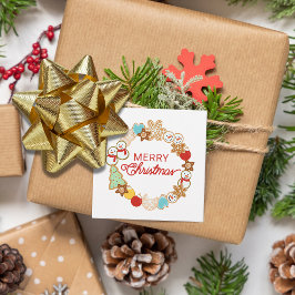 Cute Kerstkoekje Wreath Gift Bedankjes Labels
