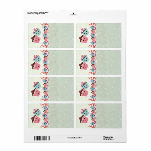 Cute-kerstkoekjes: adreslabel etiket (Full Sheet)