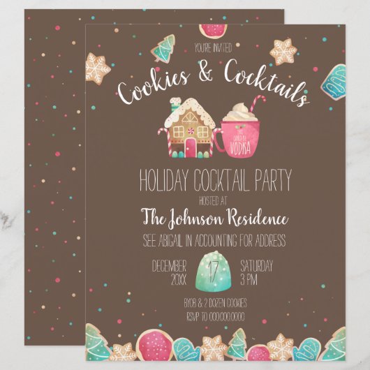 Cute kerstkoekjes Cocktail Party Flyer (Voorkant / Achterkant)